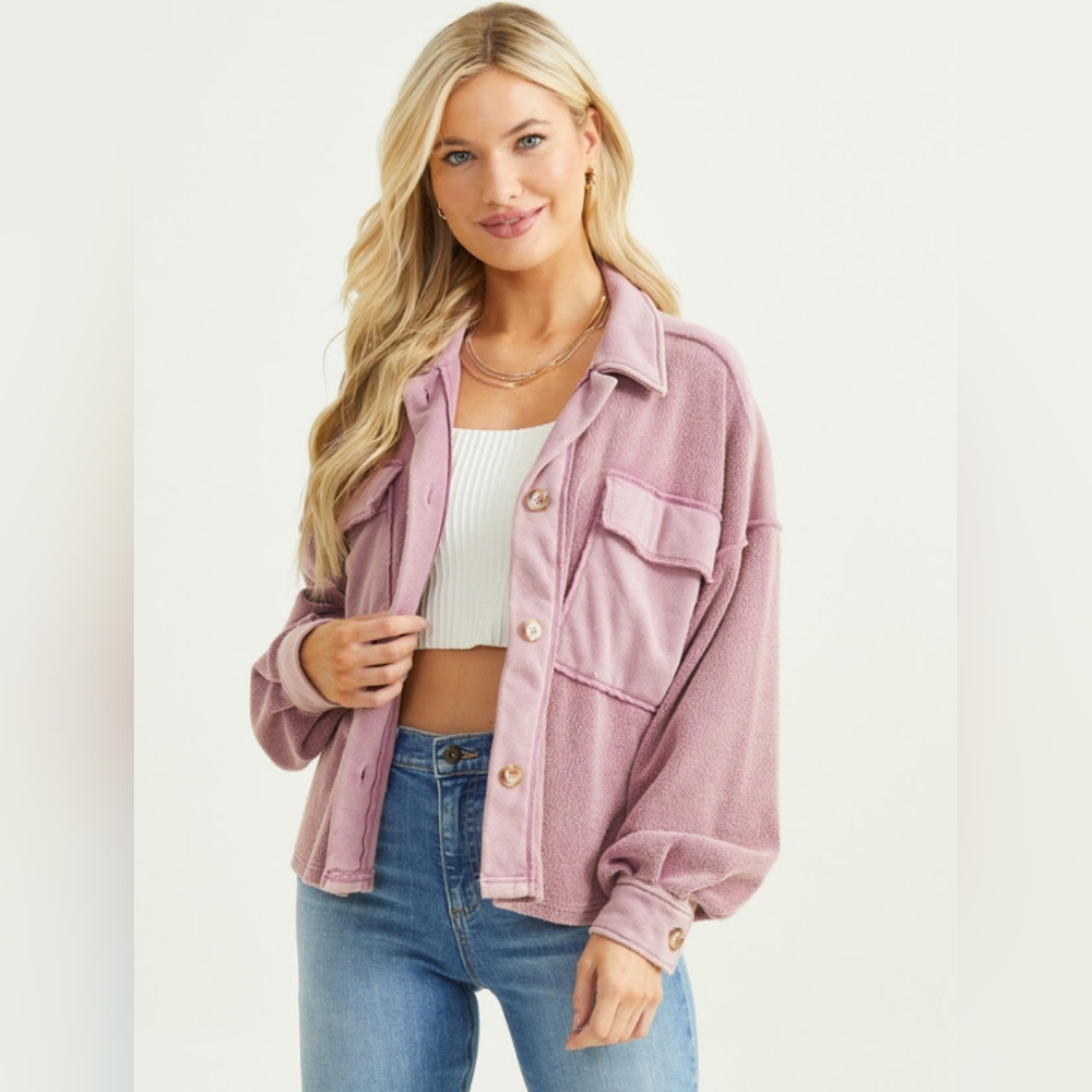 Altar'd State 'Penelope' Shacket - Lilac/Pink, Medium